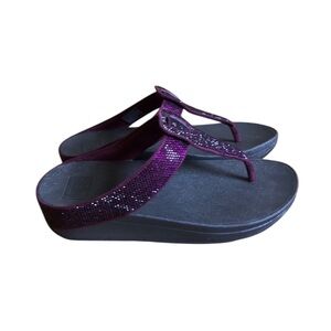 FitFlop Isabelle Toe Post Sandal Slip On Thong Wild Aubergine Women US 8 EU 39